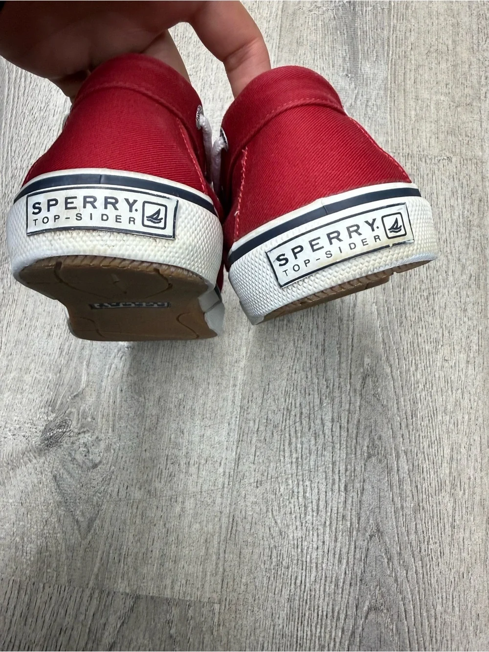 Sperry Red Canvas Men’s Boat Shoes with White Laces